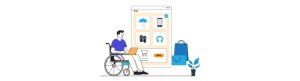 A disabled person accessing an E-commerce site