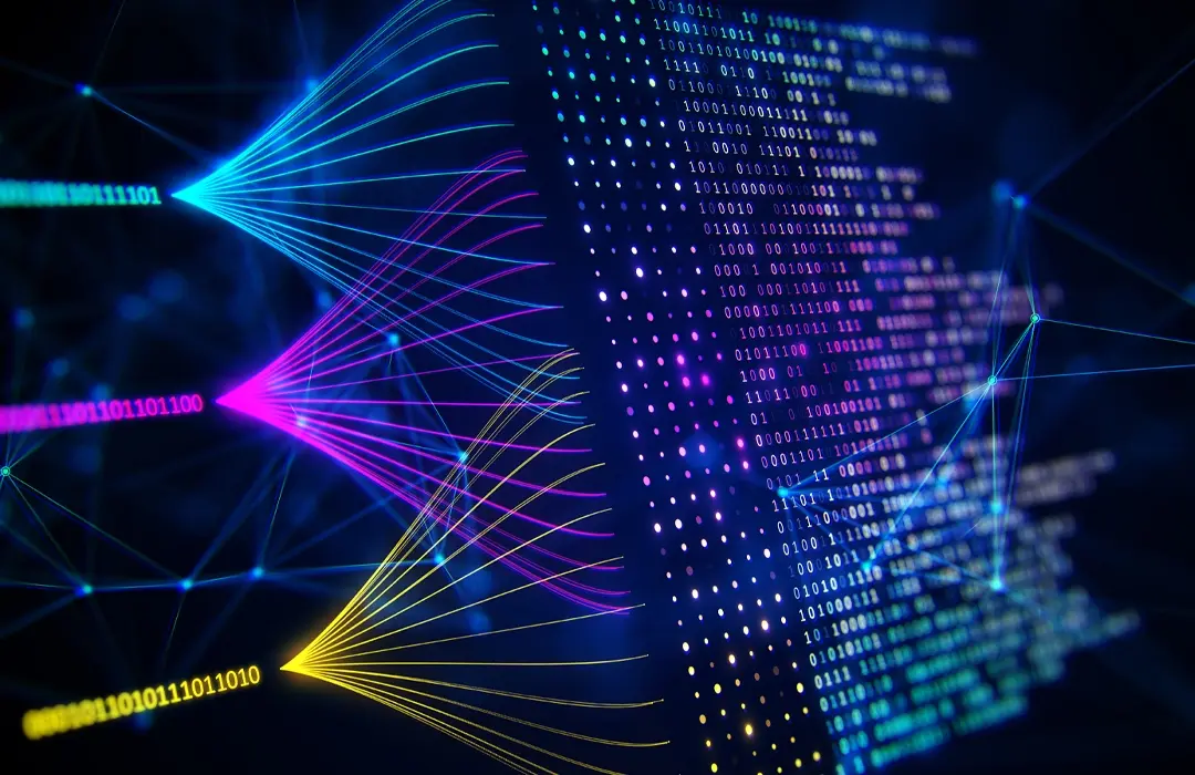An Image showing a connection from data processing and information flow