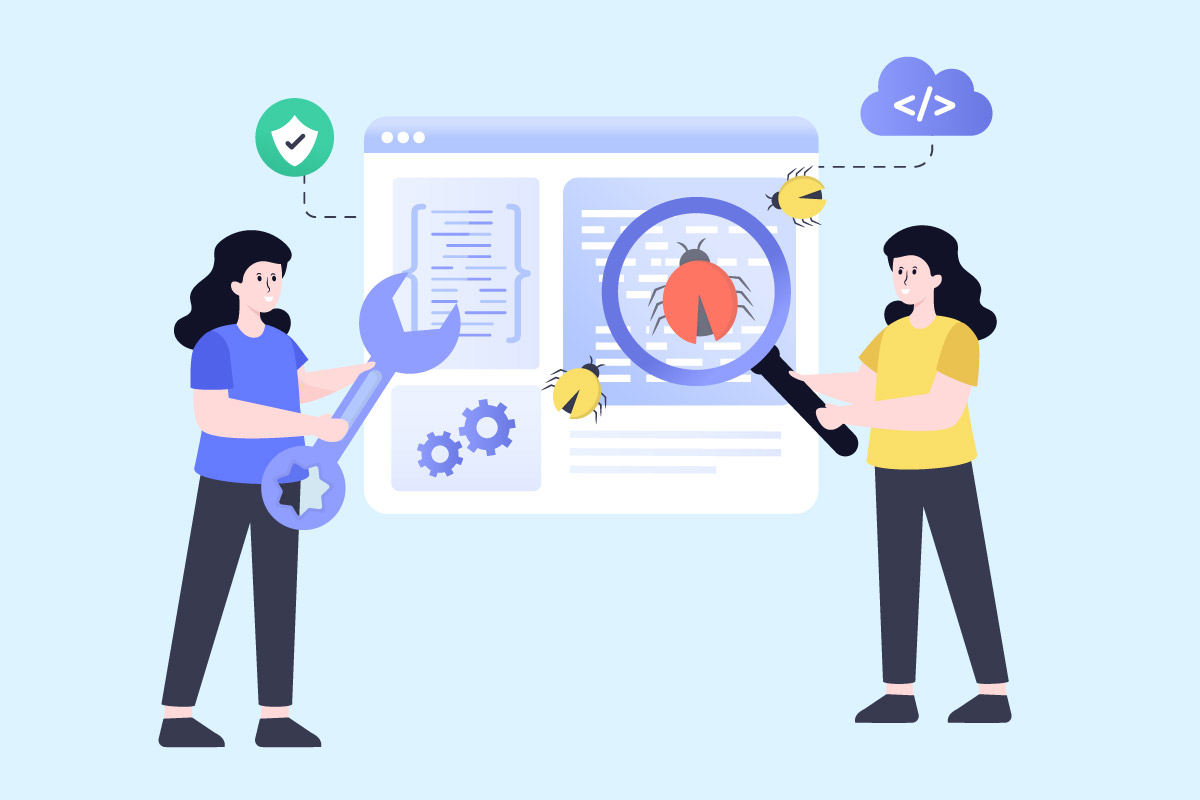 Vector Image of Performance Testing performed by test engineers
