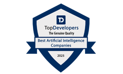 badge of TopDevelopers featuring a title Best Artificial Intelligence Companies 2025