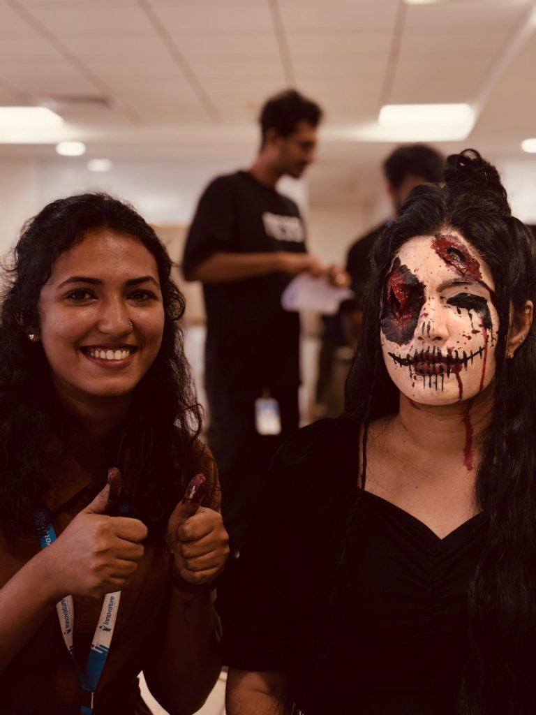 Innovators during the face make-up competition held during Halloween competition.