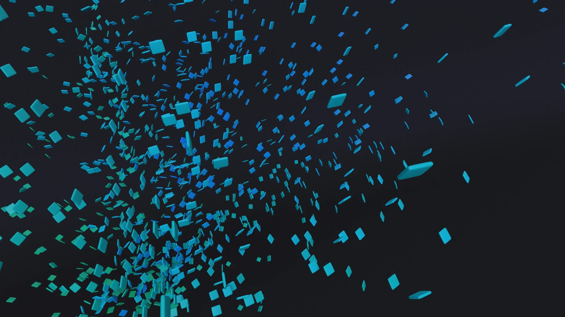 abstract concept of particles which represent data being fragmented