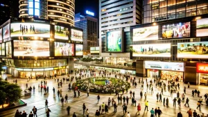crowded-city-square-night-with-illuminated-buildings